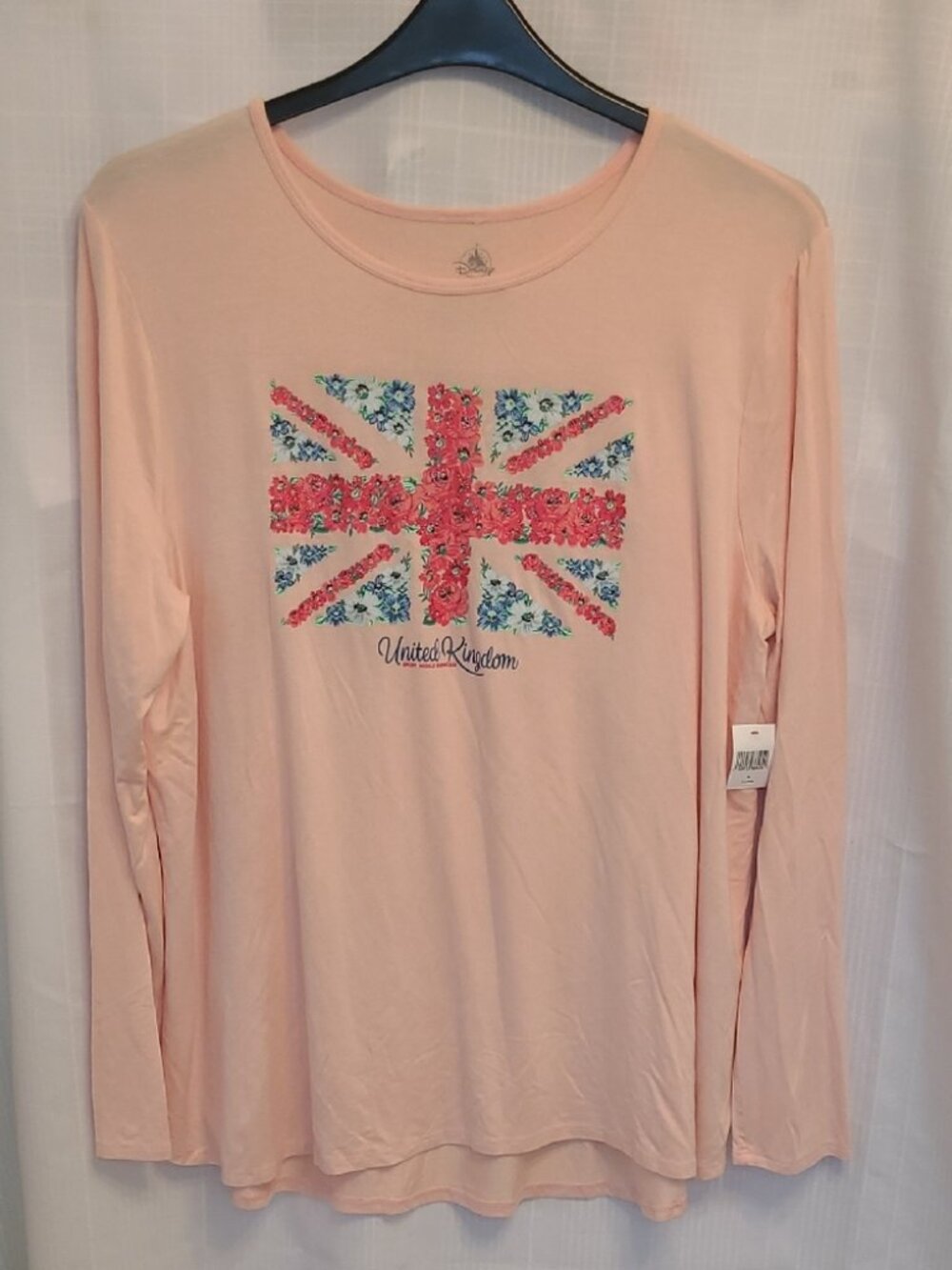 Disney Parks Epcot United Kingdom World Showcase Rose UK Flag L-Sleeve XL - NWT